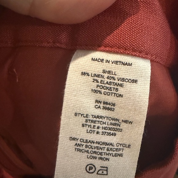 Theory Linen Cotton Blend Women's Rust Shorts size 12 NWOT - Picture 8 of 9